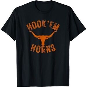 Texas Hookem Horns Longhorns Bull Graphic T-Shirt, State Pride Tee